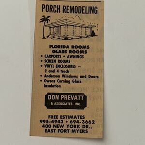 Don Prevatt & Associates Inc. Porch Remodeling 1981 Ft. Myers Ad SAI5-S31